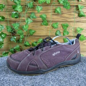 Ahnu Sneaker Girl Y 5 Medium Athletic Burgundy Leather Drawstring